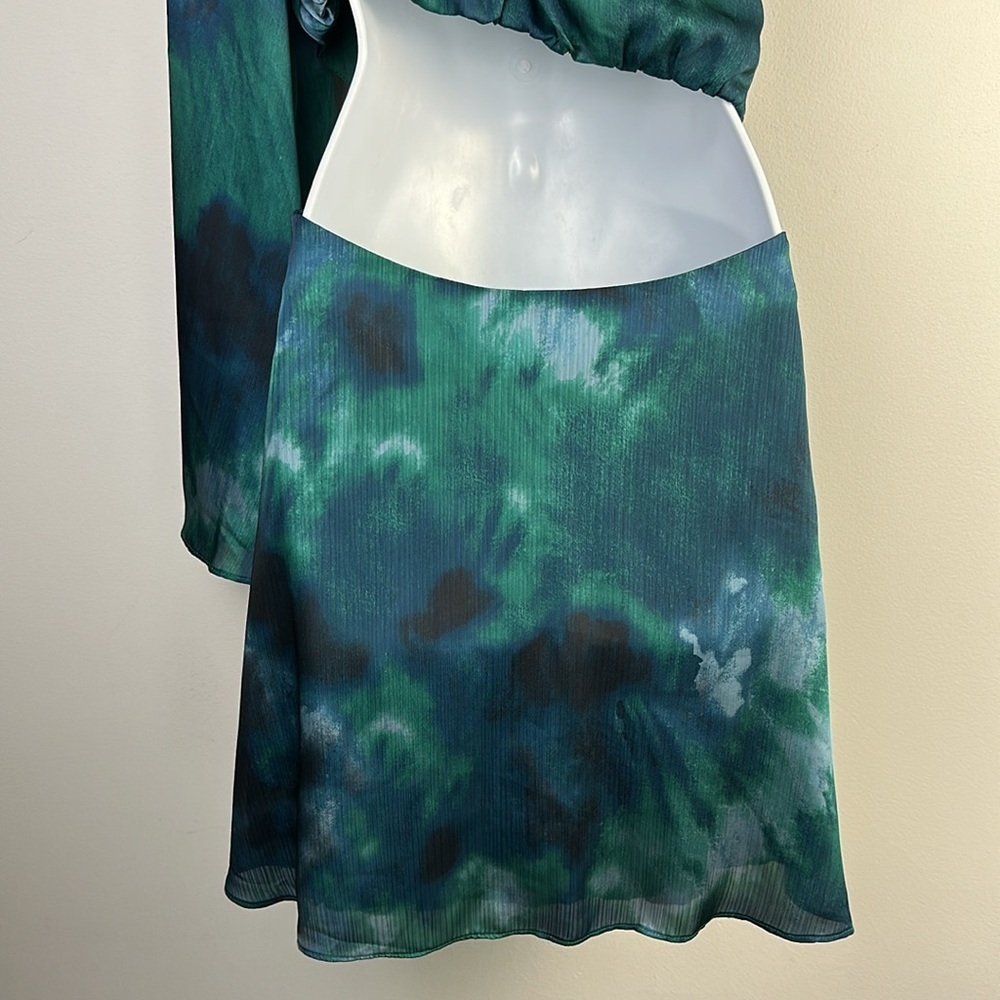 Free People Arianna One Shoulder Mini Dress Size 8 Tie Dye Cutout Sexy Party - Picture 11 of 16